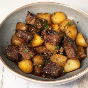 Garlic Steak Bites and Potatos