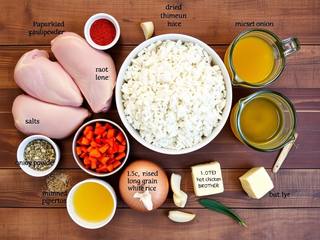 Ingredients for Grandma’s Old Fashioned Baked Chicken and Rice