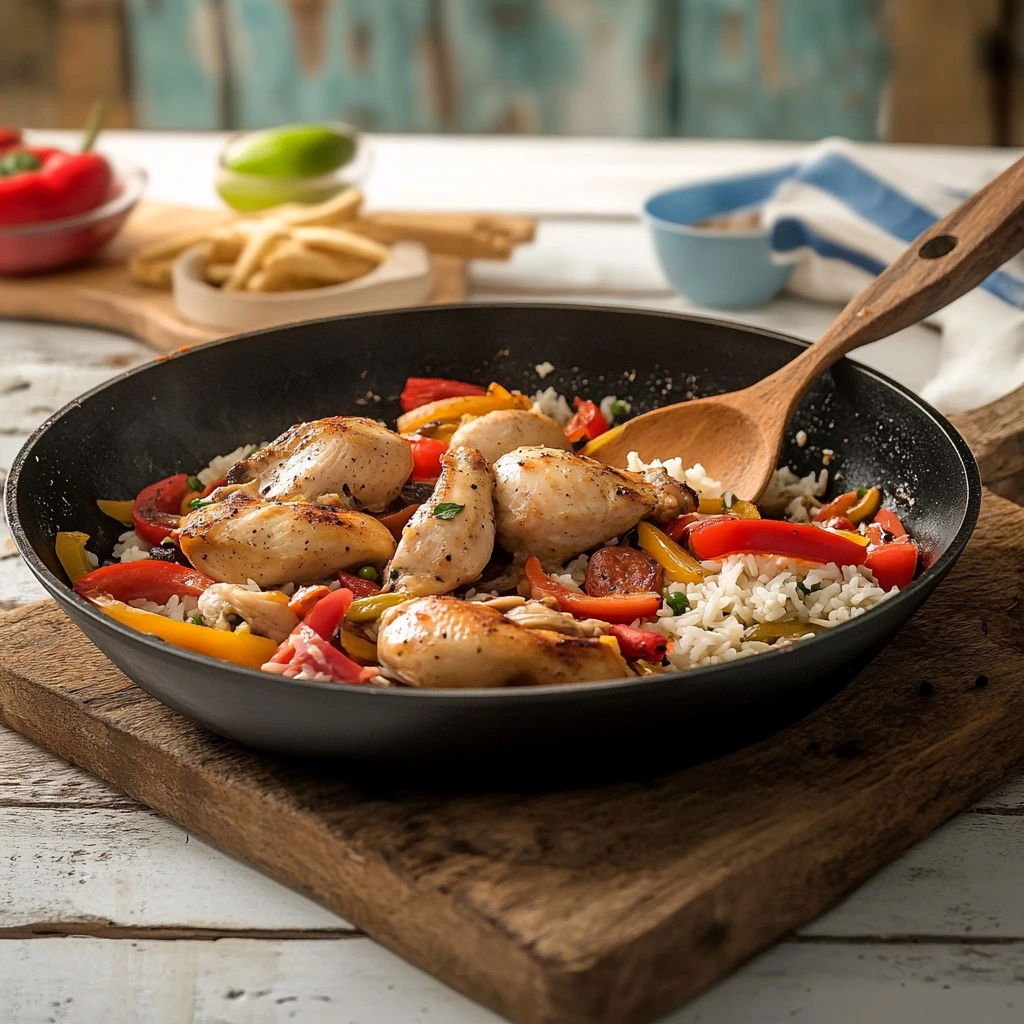 Old Fashioned Baked Chicken with Rice and Pimentos preparation