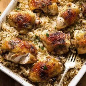 old fashioned baked chicken with rice and pimentos recipe