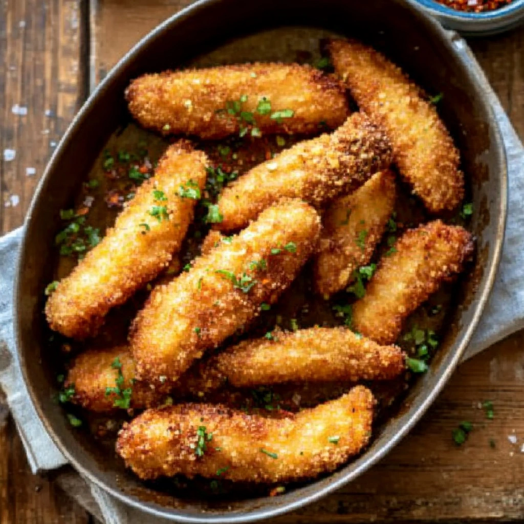 Coating chicken pieces in cornstarch for extra crispiness.