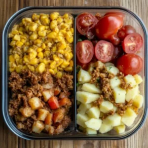An overhead shot of three different healthy breakfast meal prep bowls, ready to be stored for the week ahead.