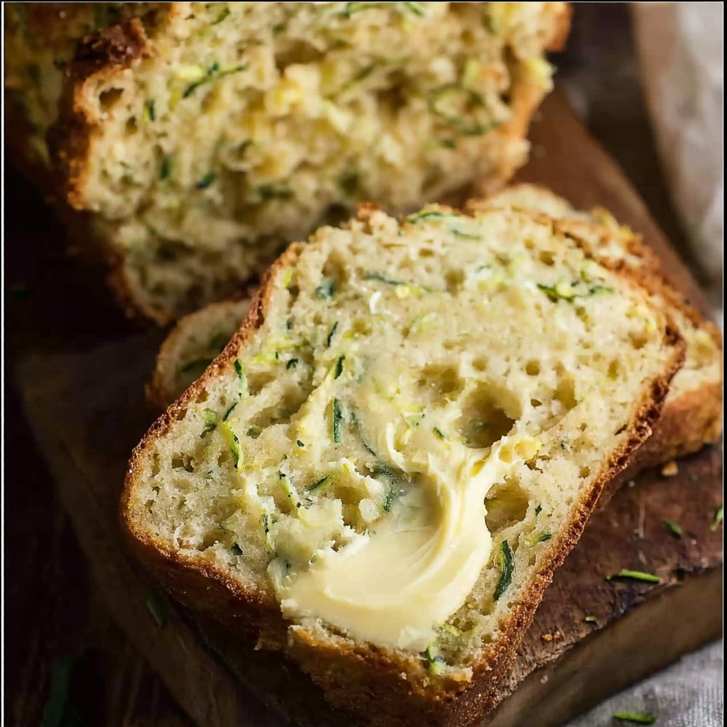 Zucchini_Cheese_Bread_1 A beautiful, golden-brown loaf of homemade Zucchini Cheese Bread resting on a wire cooling rack, fresh from the oven.