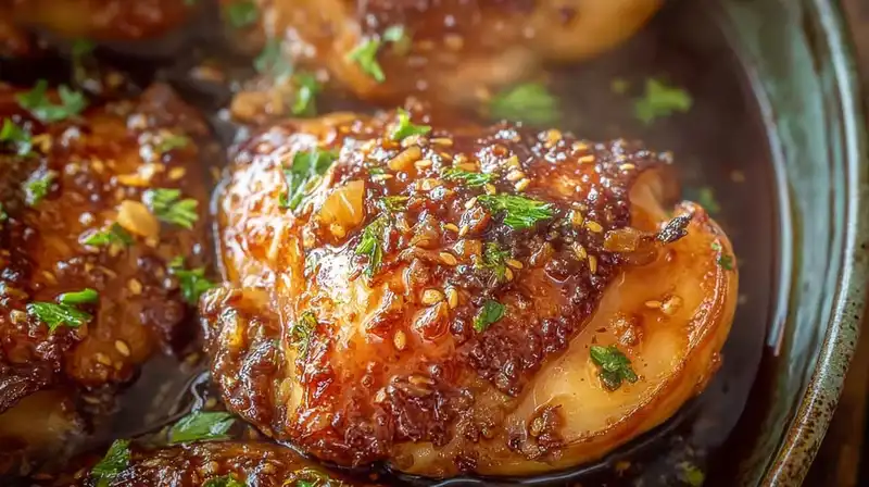 Slow_Cooker_Brown_Sugar_2_result Slow Cooker Brown Sugar Garlic Chicken served with rice and herbs on a plate