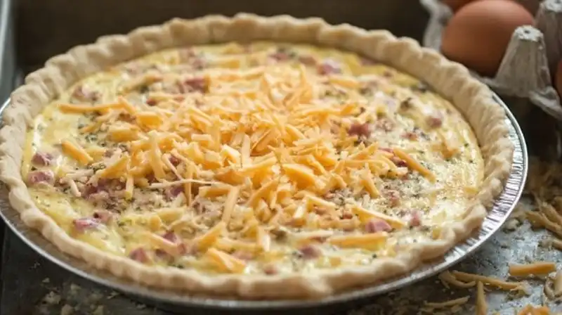 Western_Omelet_Quiche_0_result 1. Chopped vegetables and ham ready for Western Omelet Quiche filling