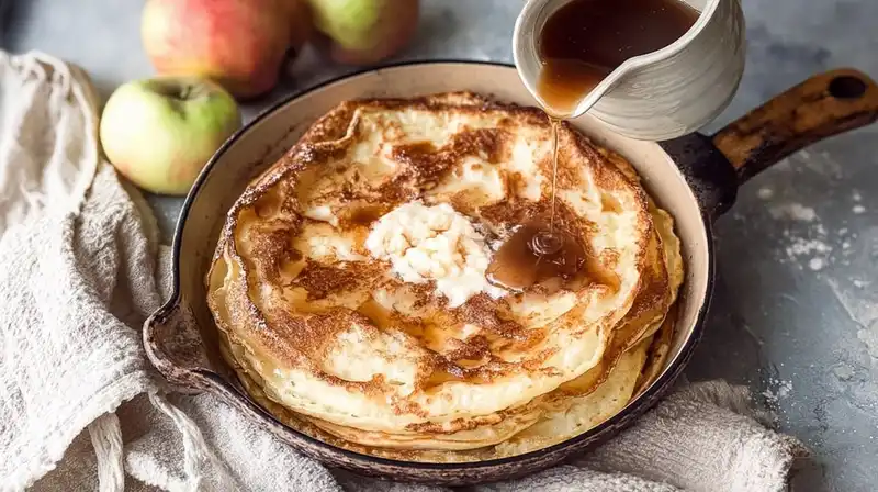Apple_Pancakes_with_Cide_0_result Sautéing apple slices with butter brown sugar and cinnamon in a skillet