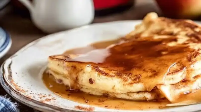 Apple_Pancakes_with_Cide_1_result Slice of apple pancake topped with warm cider syrup and cinnamon apples
