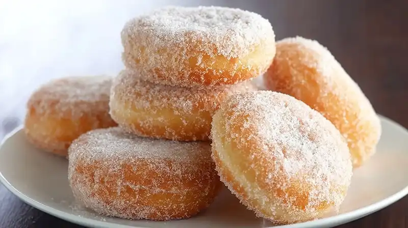 Chinese donuts coated in sugar on a serving platter