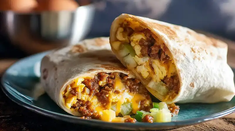 Freezer_Breakfast_Burrit_2_result Freezer Breakfast Burritos cut in half showing eggs potatoes peppers and cheese