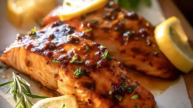 Grilled_Salmon_Recipe_1_result Perfectly cooked salmon on the grill with golden crust and glossy marinade glaze