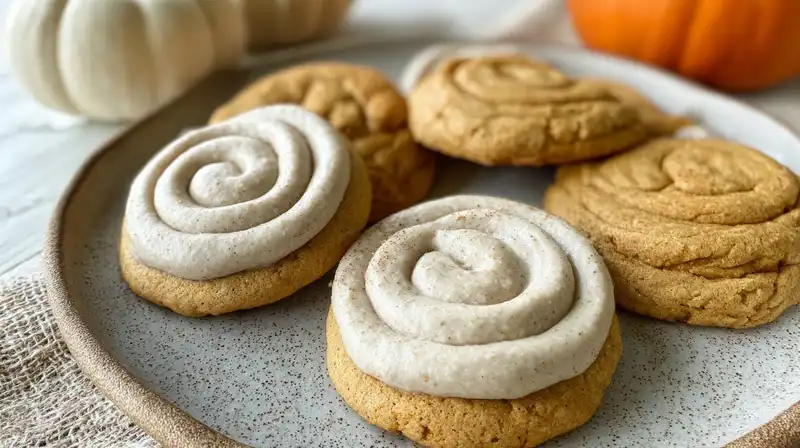Pumpkin_Cookies_with_Cin_0_result Mixing pumpkin cookie dough with sugar and spices in a stand mixer