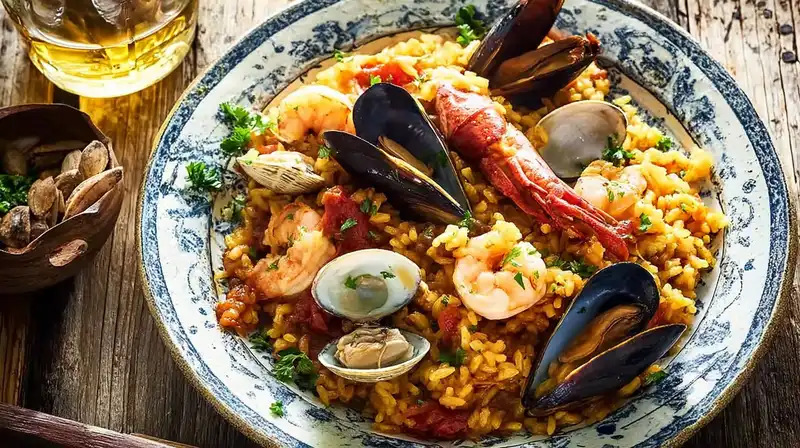 Seafood_Paella_Recipes_2_result Authentic seafood paella with shrimp mussels and clams in saffron rice