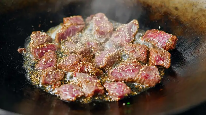 Sesame_Beef_Preparation_0_result Slicing flank steak thinly against the grain for sesame beef