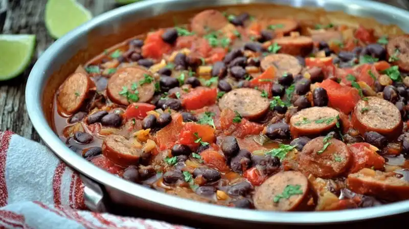 Mexican_Black_Beans_and_0_result Sauteing onion and red pepper while blooming chili powder in a skillet