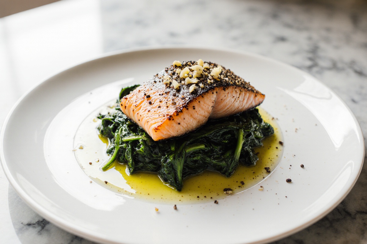 Baked Salmon with Spinach