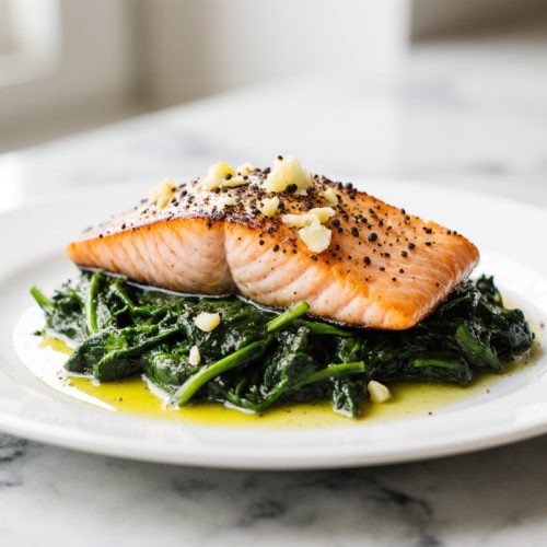 Baked Salmon with Spinach