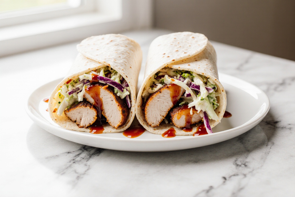 BBQ Chicken Coleslaw Wraps