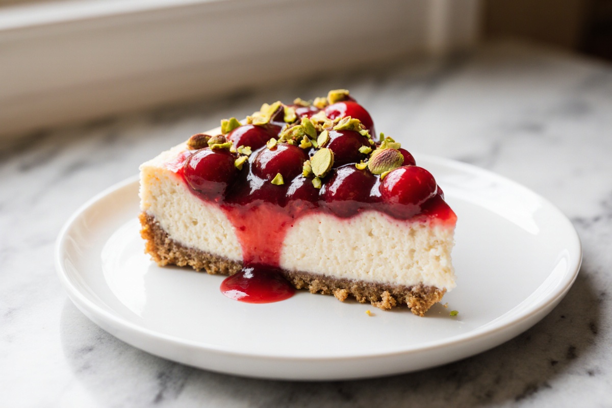 Cherry Pistachio Cheesecake