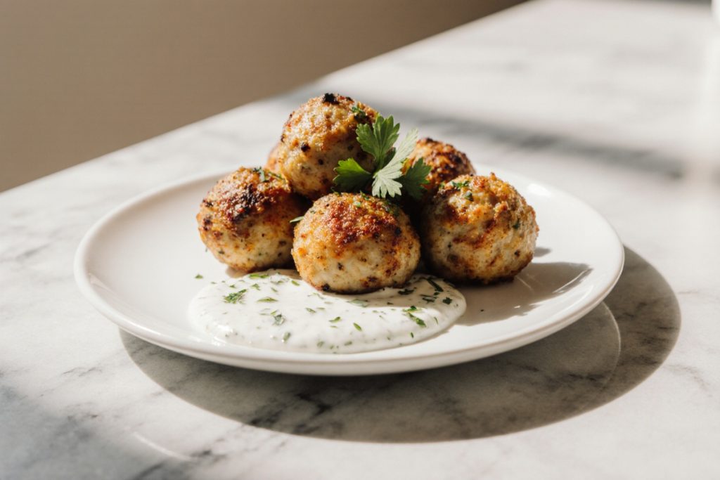 Chicken Kofta Garlic Yogurt Sauce