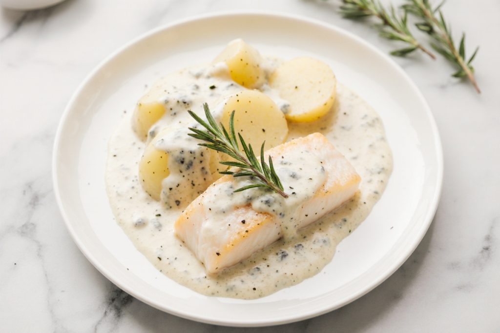 Cod and Potatoes in Rosemary Cream Sauce