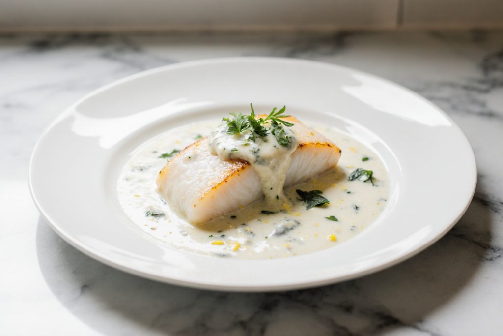 Cod in Coconut Lemon Cream Sauce