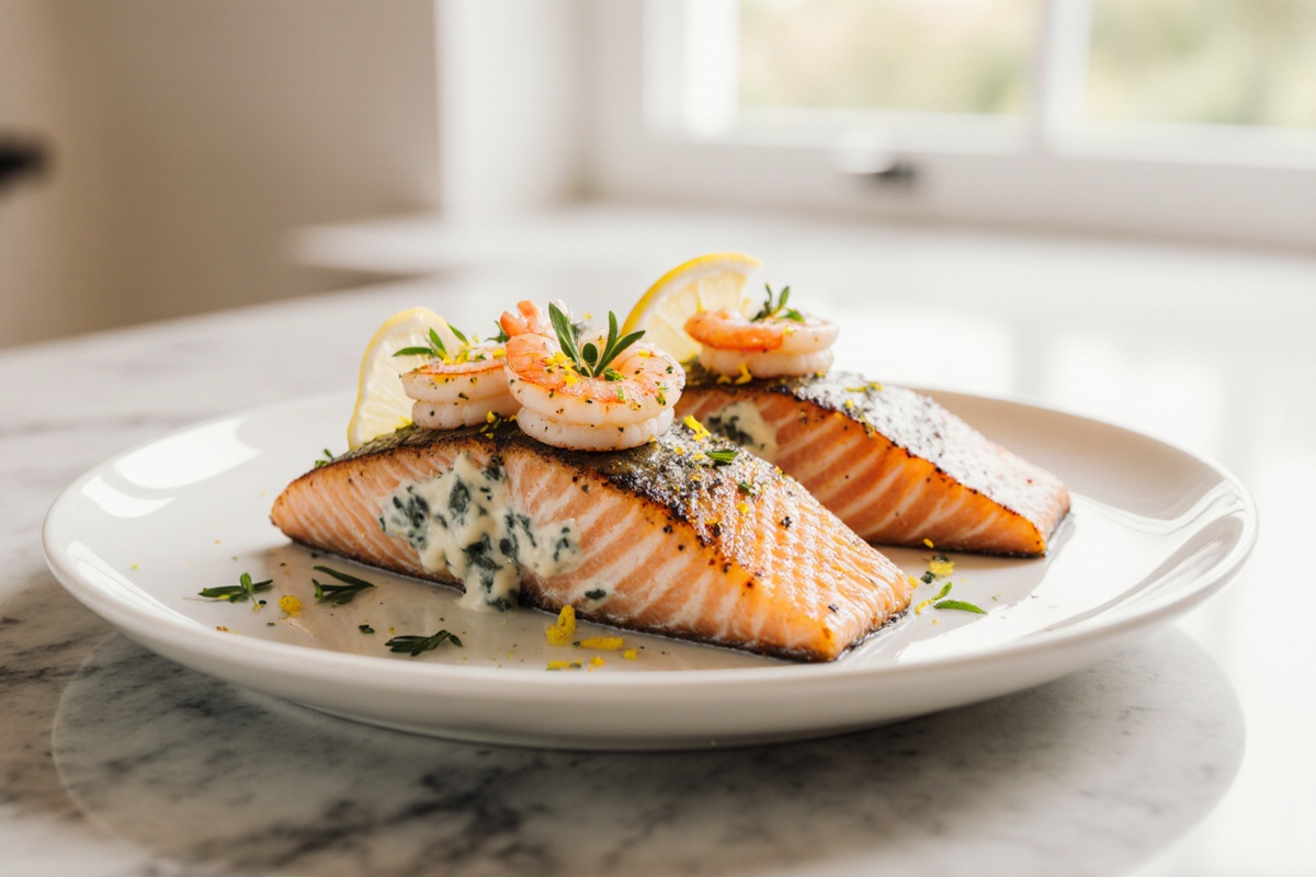 Crab and Shrimp Stuffed Salmon