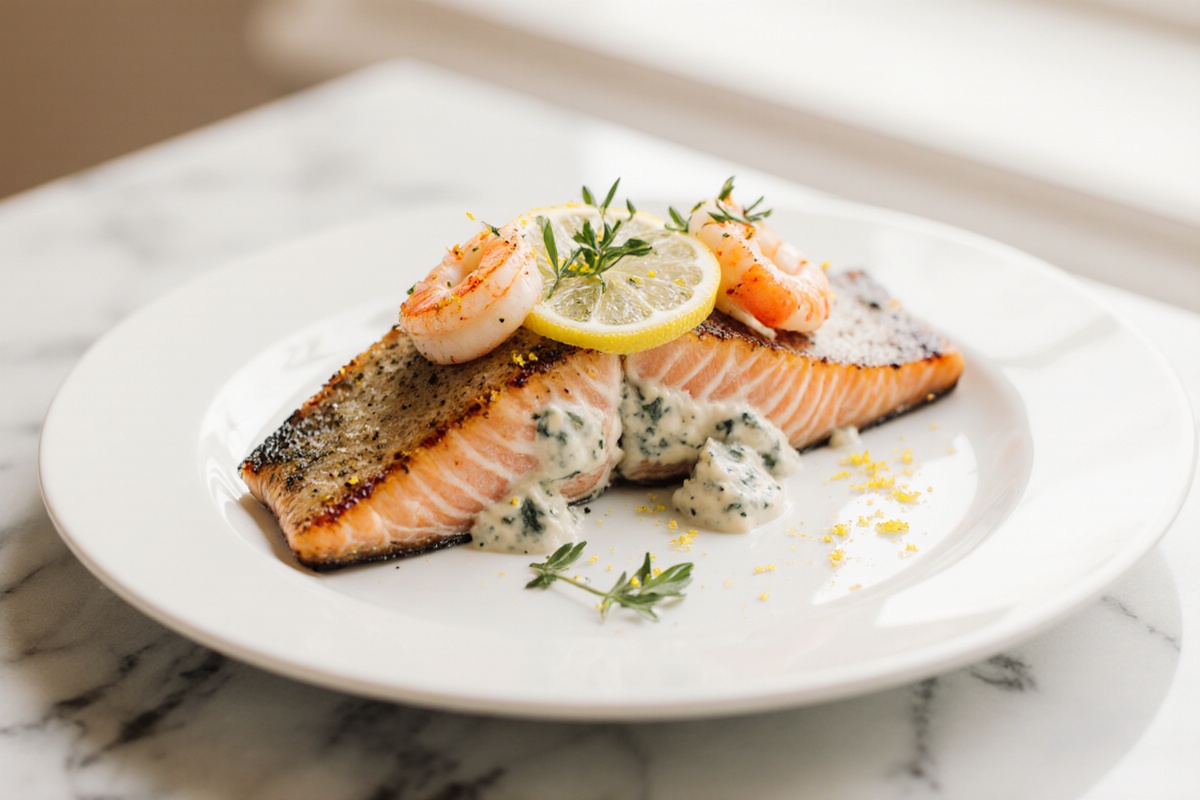 Crab and Shrimp Stuffed Salmon