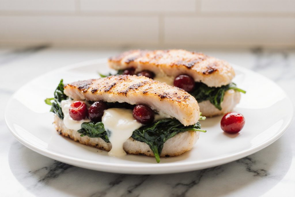 Cranberry and Spinach Stuffed Chicken Breasts with Brie
