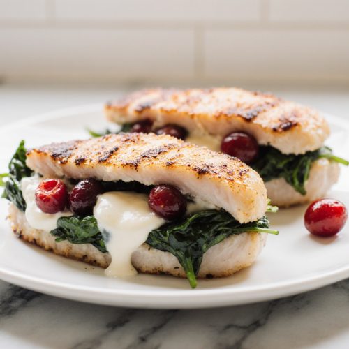 Cranberry and Spinach Stuffed Chicken Breasts with Brie