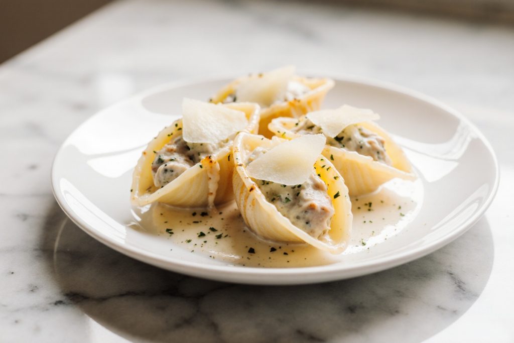 Garlic Butter Chicken Alfredo Stuffed Shells