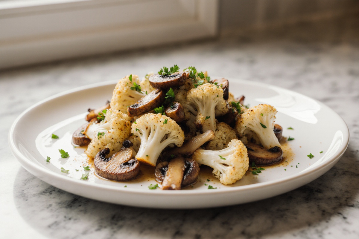 Garlic Mushrooms Cauliflower Skillet