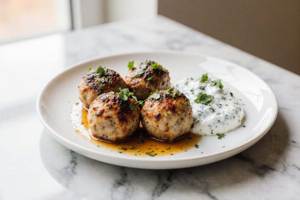 Greek Chicken Meatballs with Tzatziki Sauce