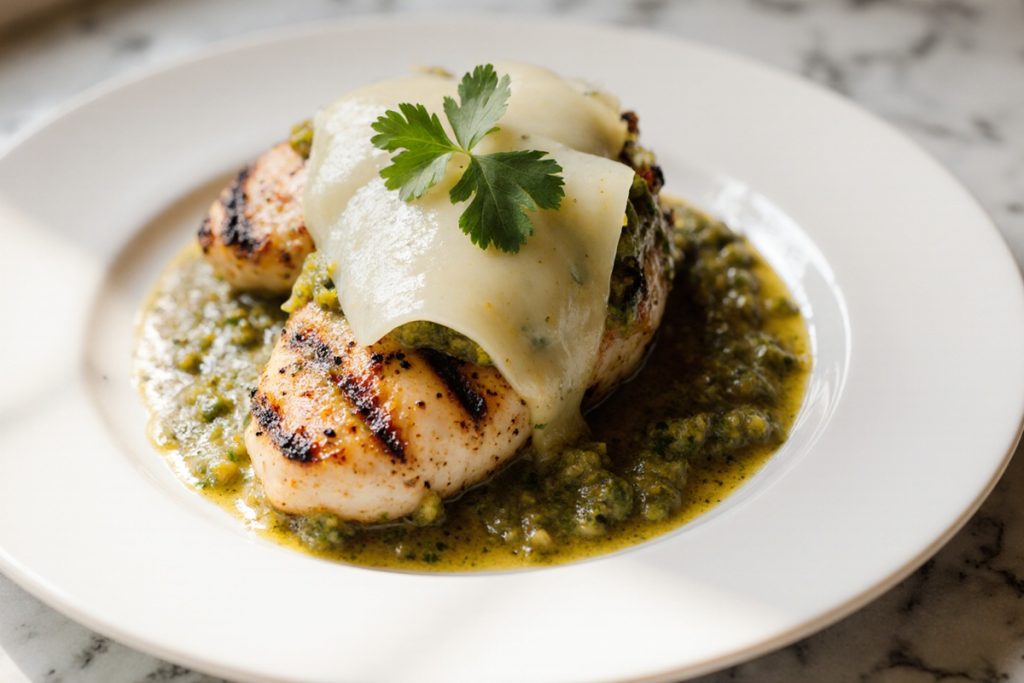 Grilled Salsa Verde Pepper Jack Chicken