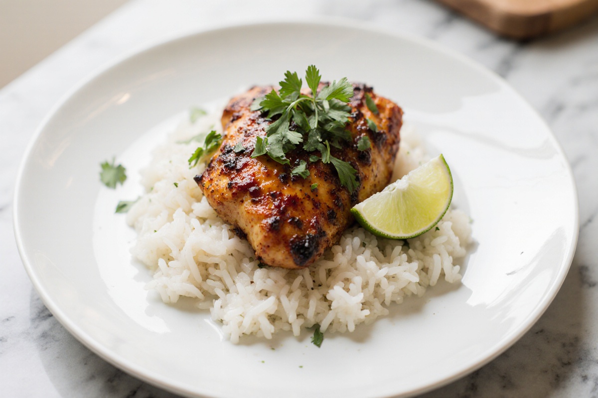 Spicy Maple Chicken and Coconut Rice