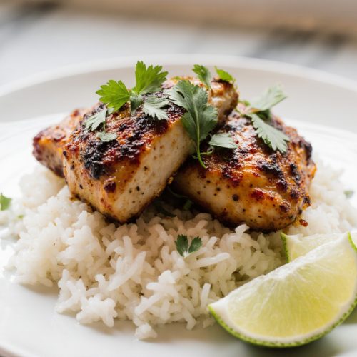 Spicy Maple Chicken and Coconut Rice