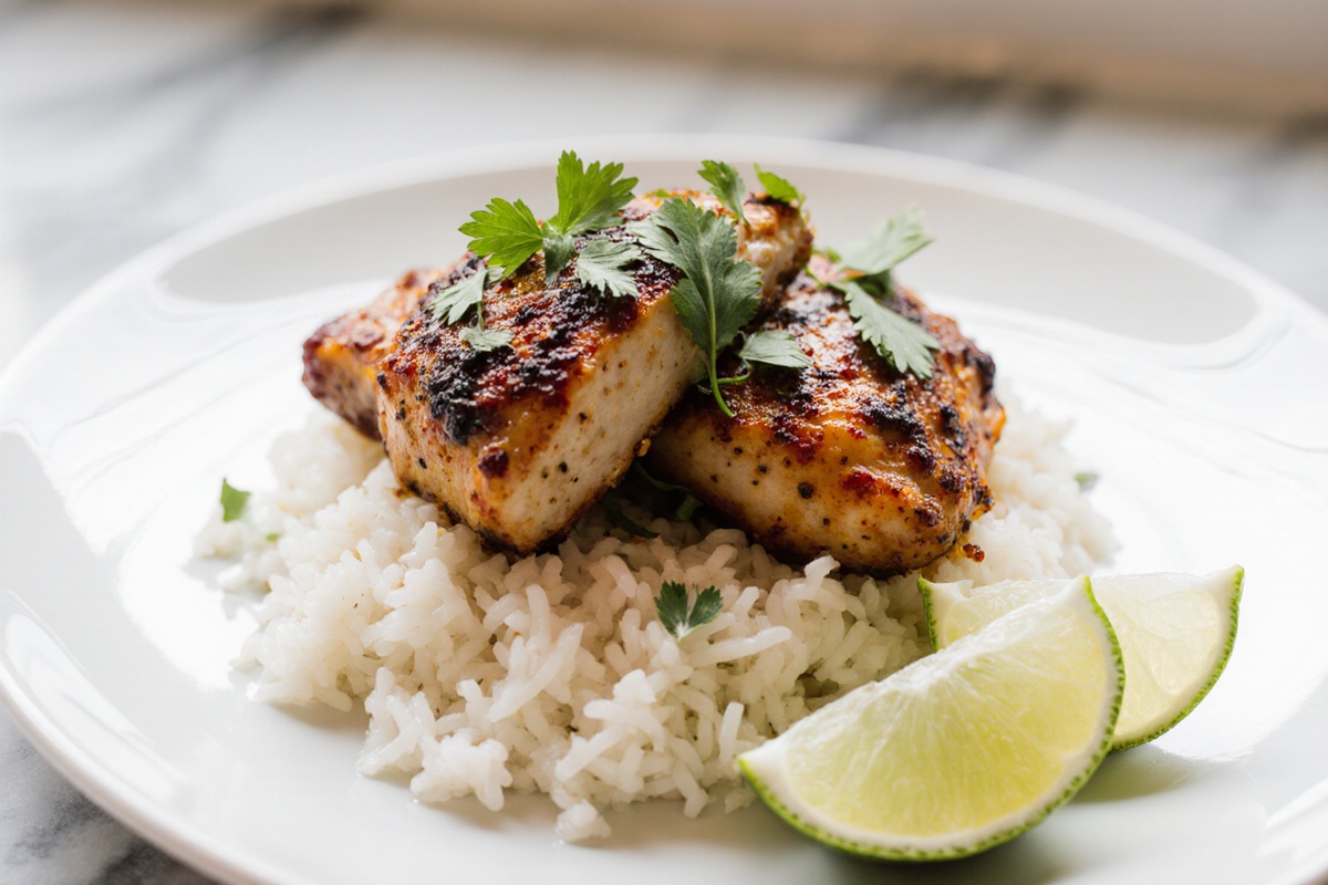Spicy Maple Chicken and Coconut Rice