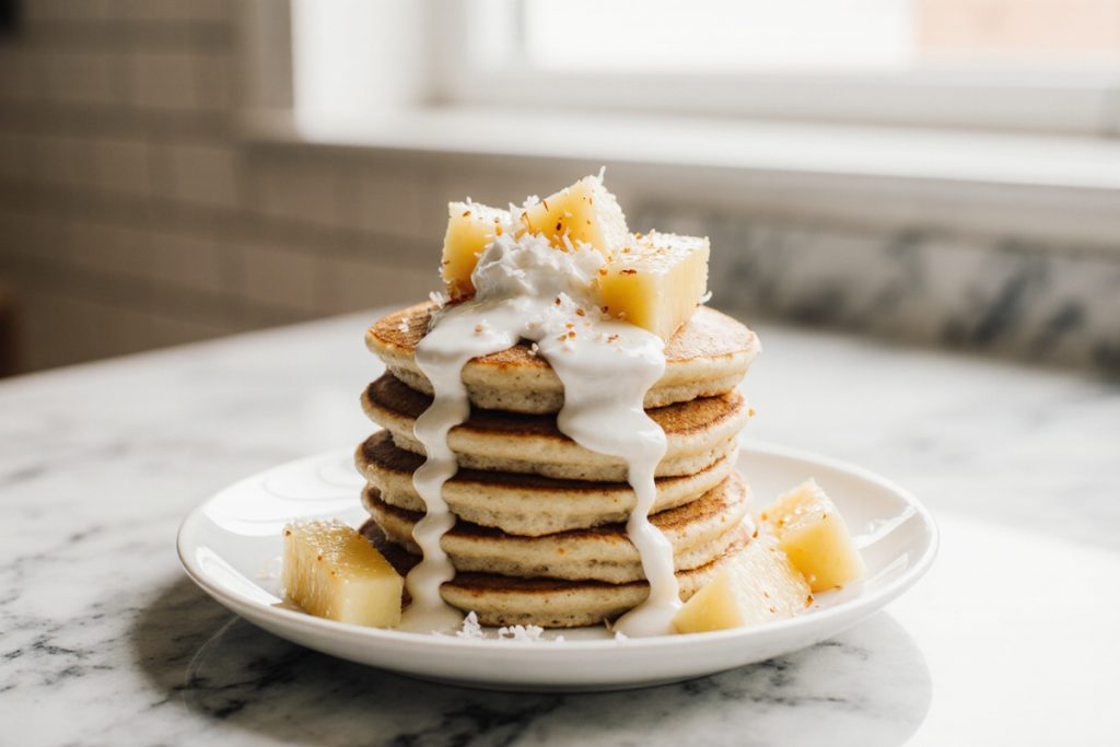 Sweet Coconut Cream Pancakes