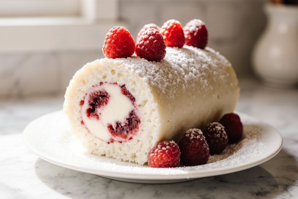White Chocolate Raspberry Yule Log – Easy Step-by-Step Recipe