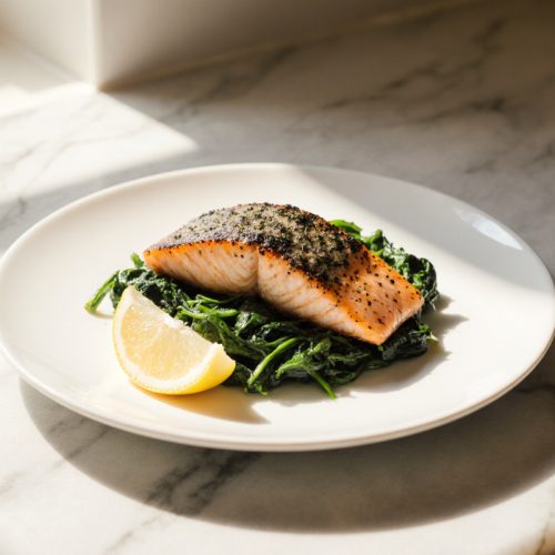 Baked Salmon with Spinach