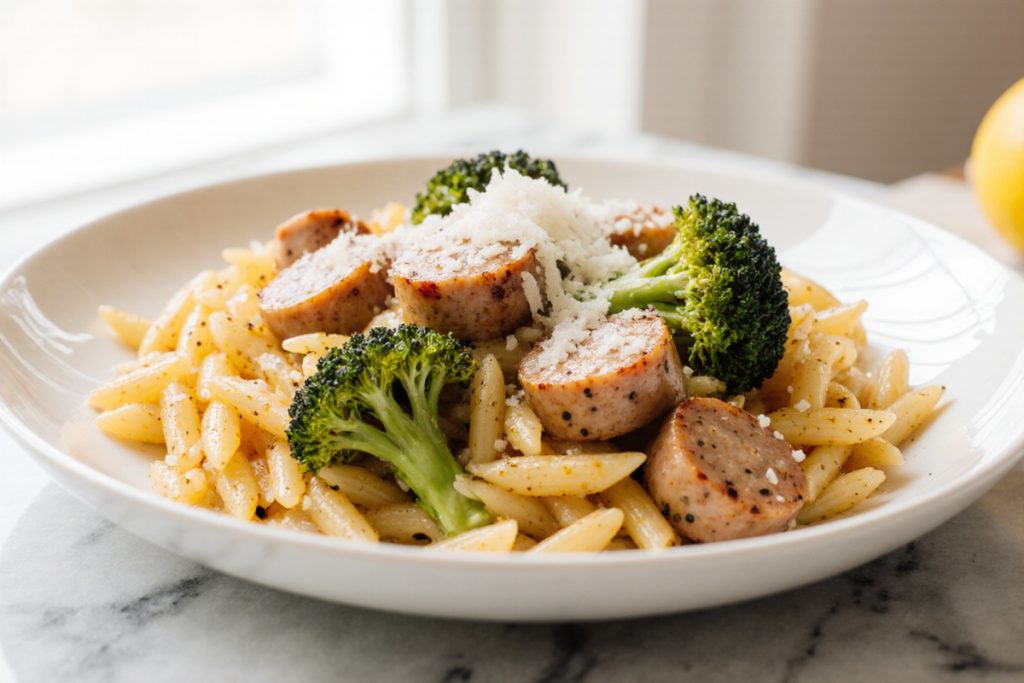 Chicken Sausage and Broccoli Orzo