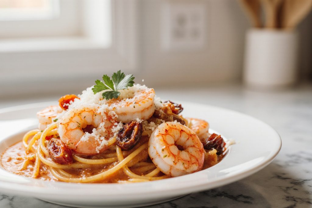 Creamy Sun Dried Tomato Shrimp Pasta