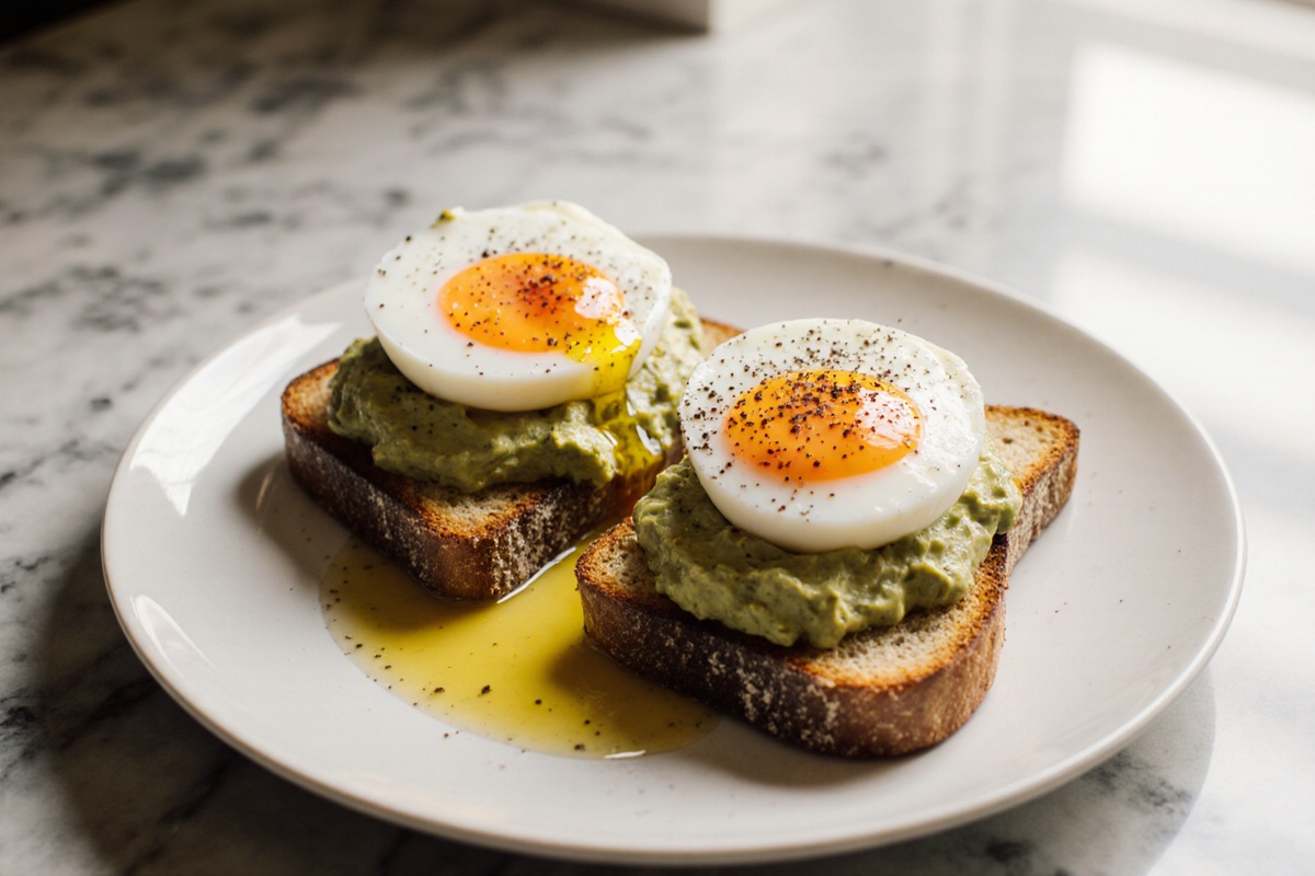 Jammy Egg Avocado and Pesto Breakfast Toast