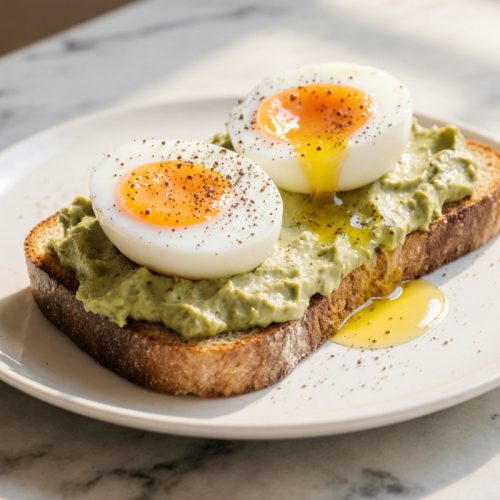 Jammy Egg Avocado and Pesto Breakfast Toast