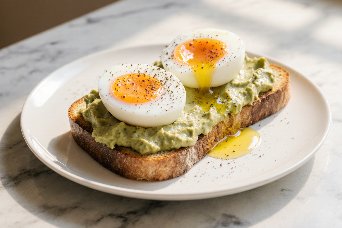 Jammy Egg Avocado and Pesto Breakfast Toast