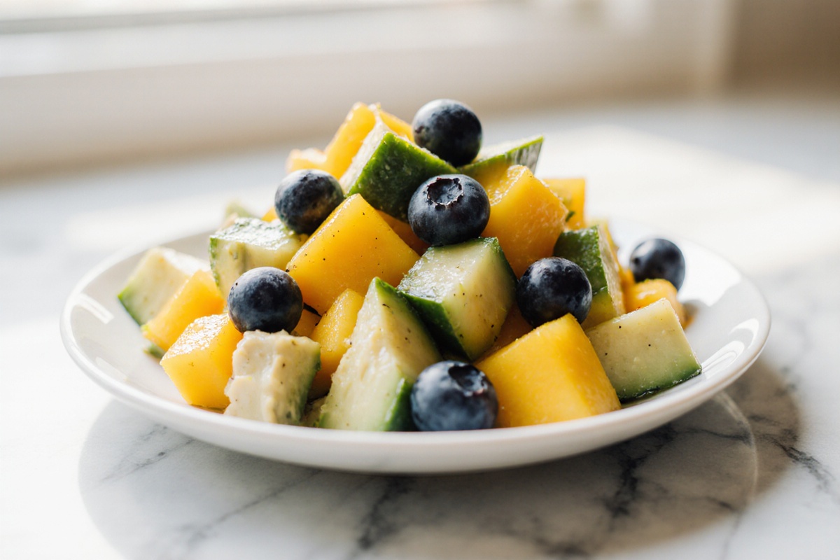 Mango Cucumber Salad with Blueberries Avocado