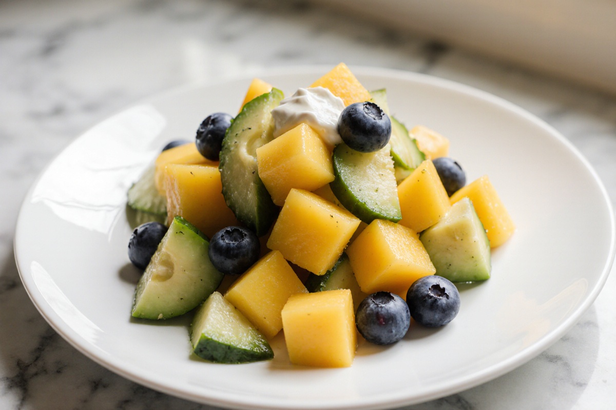 Mango Cucumber Salad with Blueberries Avocado