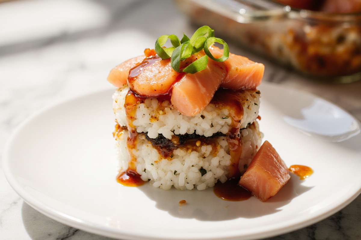 Spicy Salmon Sushi Bake