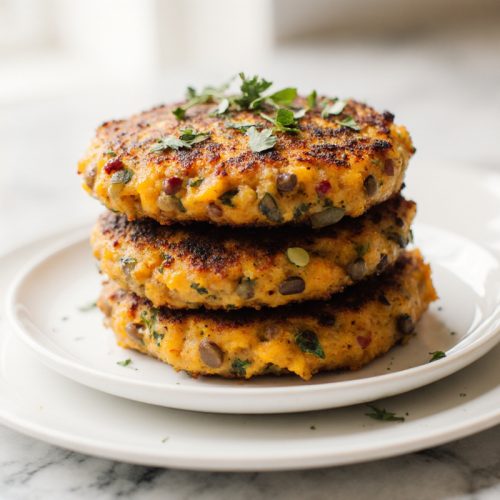 Crispy Sweet Potato & Red Lentil Patties That Delight
