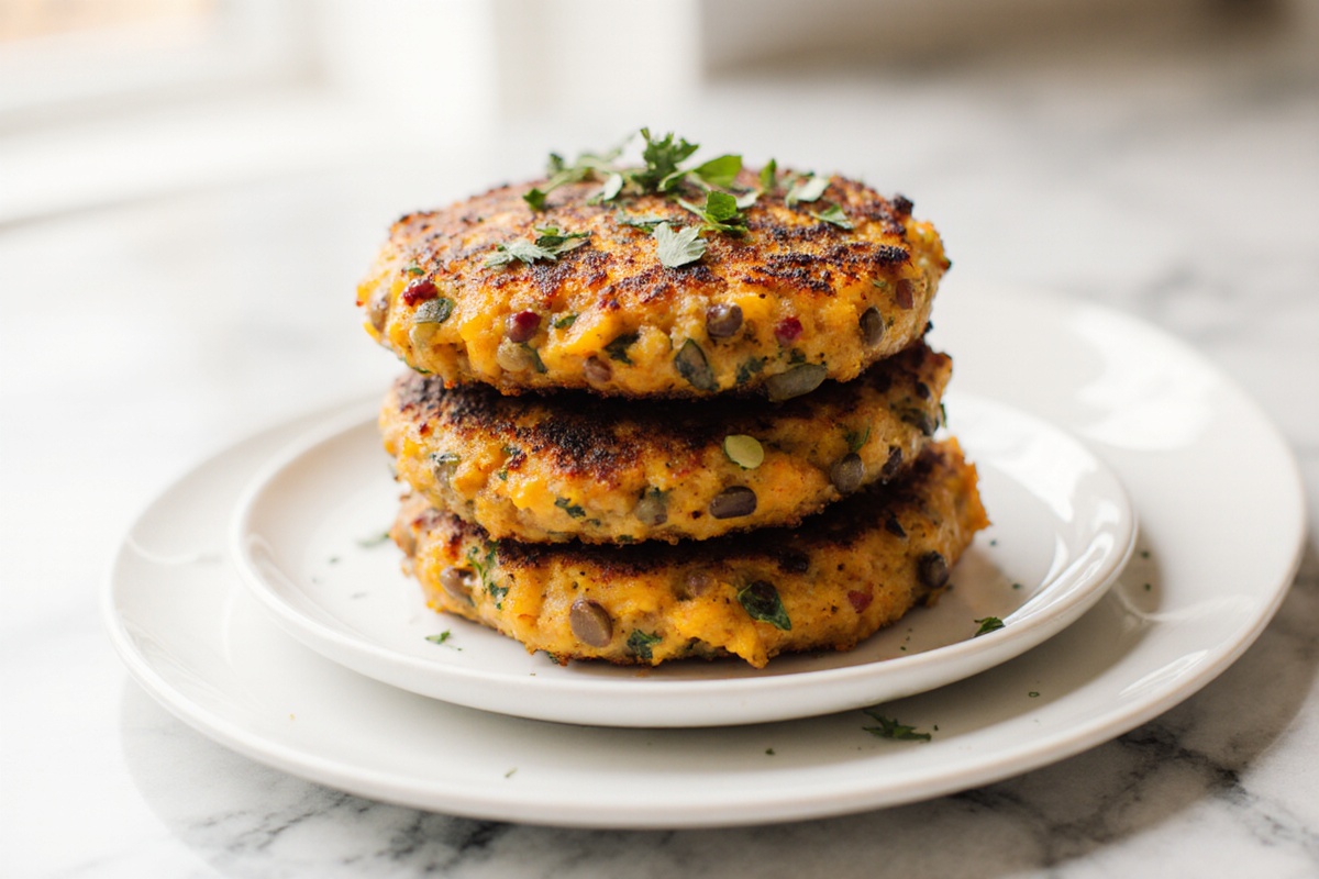 Crispy Sweet Potato & Red Lentil Patties That Delight