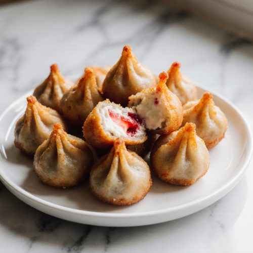 Deep-Fried Strawberry Cheesecake Stuffed Wonton Bites